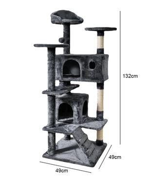 XXL Multi-Niveau Krabpaal – Krabmeubel met Speelhuis, Krabpalen en Gezellig Condo voor Katten