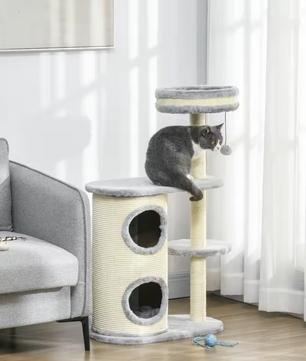 Sedia Krabpaal – Klimboom met Krabvat – Grijs en licht beige
