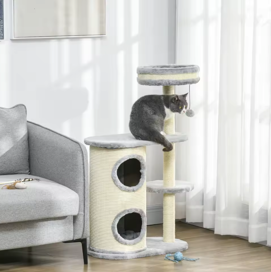 Sedia Krabpaal – Klimboom met Krabvat – Grijs en licht beige