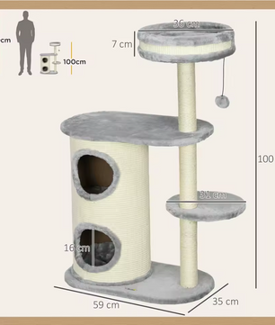 Sedia Krabpaal – Klimboom met Krabvat – Grijs en licht beige