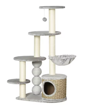 Moderne Kattenkrabpaal met Grot, Hangmat en Klimplatforms – 115,5cm Hoog