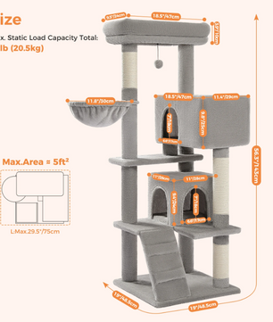 Luxe Kattenboom Multi-Level Toren met Kattencondo en Hangende Bal – Comfort en Speelplezier in Eén
