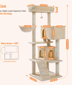 Luxe Kattenboom Multi-Level Toren met Kattencondo en Hangende Bal – Comfort en Speelplezier in Eén