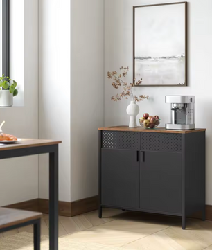 Industriële Stalen Opbergkast – 80x40x76cm – Dressoir met Dubbele Deuren en Verstelbare Plank