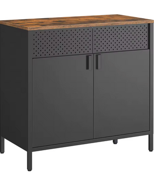 Industriële Stalen Opbergkast – 80x40x76cm – Dressoir met Dubbele Deuren en Verstelbare Plank