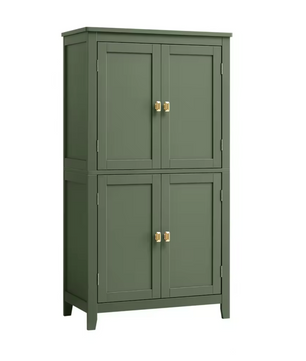 Highboard Opbergkast met 4 Deuren – Verstelbare Planken – 110cm Hoog – Bosgroen