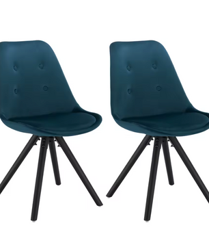 Set van 2 Nordic Eetkamerstoelen – Ontbijt en Keukenkruk met Rugleuning – Zacht Gewatteerde Zitting – Massief Houten Poten