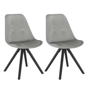 Set van 2 Nordic Eetkamerstoelen – Ontbijt en Keukenkruk met Rugleuning – Zacht Gewatteerde Zitting – Massief Houten Poten