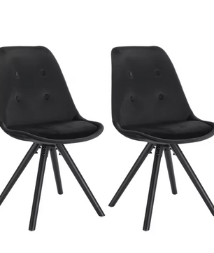 Set van 2 Nordic Eetkamerstoelen – Ontbijt en Keukenkruk met Rugleuning – Zacht Gewatteerde Zitting – Massief Houten Poten