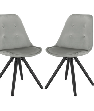 Set van 2 Nordic Eetkamerstoelen – Ontbijt en Keukenkruk met Rugleuning – Zacht Gewatteerde Zitting – Massief Houten Poten