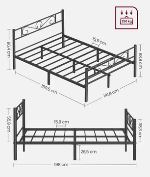 Modern Metalen Bedframe – 141cm breed