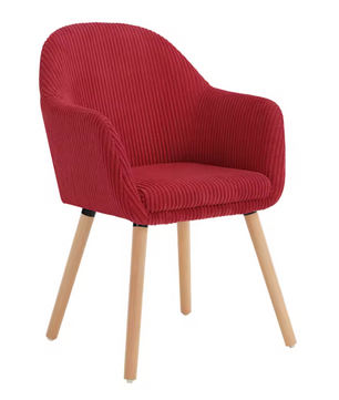 Moderne Eetkamerstoel met Armleuningen – Gestoffeerde Corduroy Keukenstoel – Scandinavisch Design – Comfortabele Rugleuning – Meerdere Kleuren