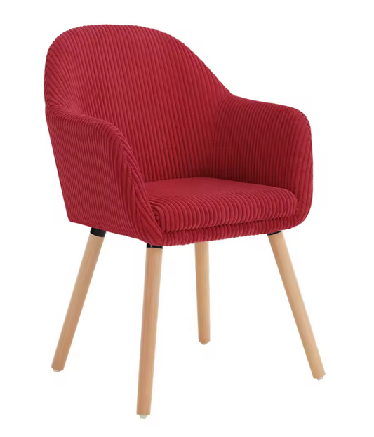 Moderne Eetkamerstoel met Armleuningen – Gestoffeerde Corduroy Keukenstoel – Scandinavisch Design – Comfortabele Rugleuning – Meerdere Kleuren