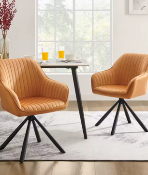 Stoelen Set van 2 Fluwelen Eetkamerstoelen met Armleuningen – Gestoffeerde Keukenstoelen tot 120 kg – Ergonomisch Design – Karamel Bruin & Groen