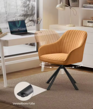 Stoelen Set van 2 Fluwelen Eetkamerstoelen met Armleuningen – Gestoffeerde Keukenstoelen tot 120 kg – Ergonomisch Design – Karamel Bruin & Groen