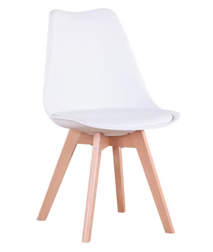Set van 4 Nordic Eetkamerstoelen – Ergonomisch Design met Massief Houten Poten en Gewatteerde PU Zitting – Modern, Comfortabel en Stijlvol voor Woonkamer, Eetkamer of Kantoor