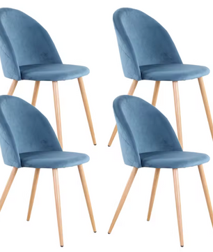Set van 2/4/6 Blauwe Fluwelen Eetkamerstoelen – Scandinavisch Design met Metalen Poten – Comfortabele Stoelen voor Eetkamer & Woonruimte