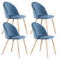 Set van 2/4/6 Blauwe Fluwelen Eetkamerstoelen – Scandinavisch Design met Metalen Poten – Comfortabele Stoelen voor Eetkamer & Woonruimte