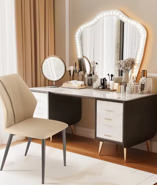 Set van 2 Elegante Eetkamerstoelen – Gevoerde Zitting & IJzeren Poten – Armloze Accentstoelen voor Woonkamer en Eetkamer