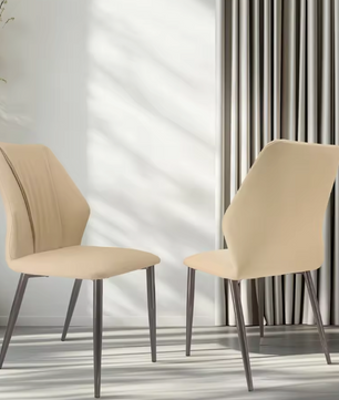 Set van 2 Elegante Eetkamerstoelen – Gevoerde Zitting & IJzeren Poten – Armloze Accentstoelen voor Woonkamer en Eetkamer