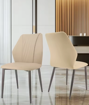 Set van 2 Elegante Eetkamerstoelen – Gevoerde Zitting & IJzeren Poten – Armloze Accentstoelen voor Woonkamer en Eetkamer