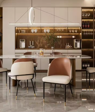 Set van 2 Moderne Eetkamerstoelen – Gewatteerd Kunstleer – Luxe Tweekleurig Design met Houten Accenten