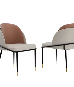 Set van 2 Moderne Eetkamerstoelen – Gewatteerd Kunstleer – Luxe Tweekleurig Design met Houten Accenten