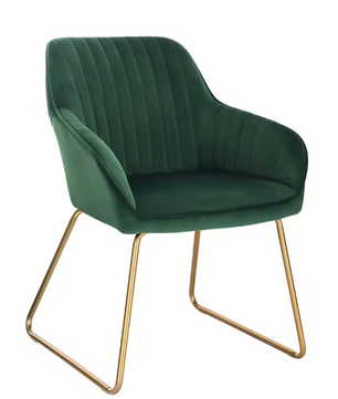 Vintage Fluwelen Eetkamerstoel – Met Armleuningen & Metalen Poten, Ergonomisch Design