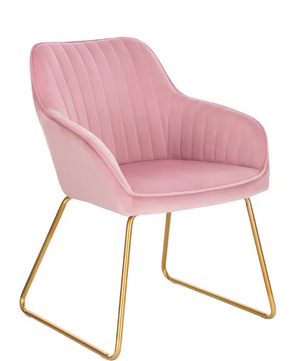 Vintage Fluwelen Eetkamerstoel – Met Armleuningen & Metalen Poten, Ergonomisch Design
