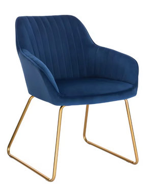 Vintage Fluwelen Eetkamerstoel – Met Armleuningen & Metalen Poten, Ergonomisch Design