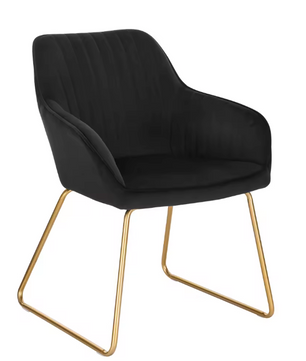 Vintage Fluwelen Eetkamerstoel – Met Armleuningen & Metalen Poten, Ergonomisch Design