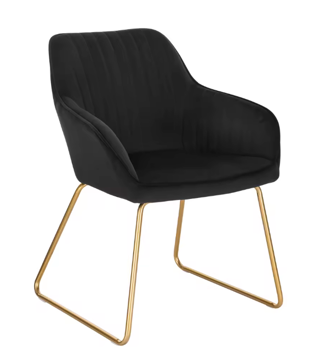 Vintage Fluwelen Eetkamerstoel – Met Armleuningen & Metalen Poten, Ergonomisch Design