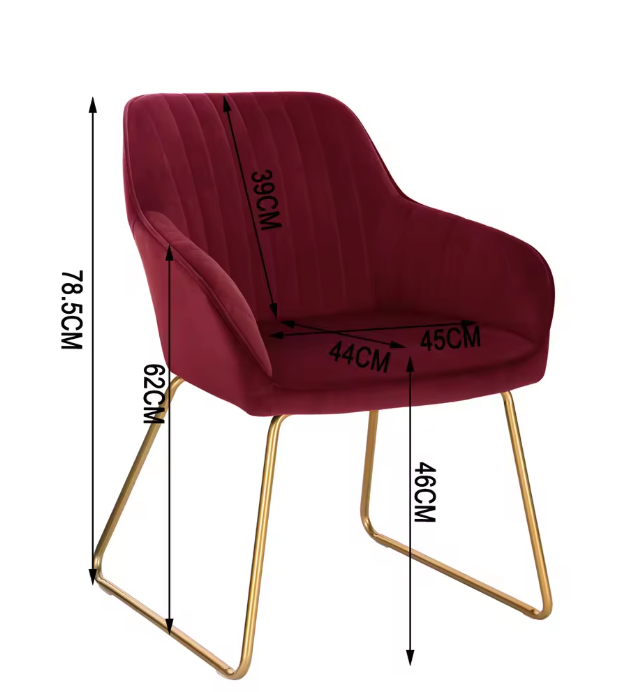Vintage Fluwelen Eetkamerstoel – Met Armleuningen & Metalen Poten, Ergonomisch Design