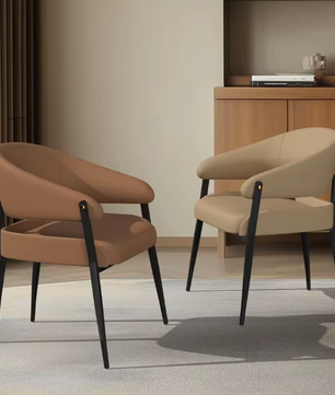 Set van 2 Luxe Eetkamerstoelen – Gewatteerde Zitting & IJzeren Frame – Microvezelleer Stoelen