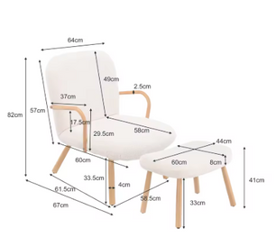 Schommelstoel met Voetenbank – Gewatteerd Kasjmier & Houten Frame – Comfortabel voor Woonkamer, Babyverzorging of Leeshoek