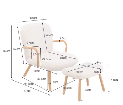 Schommelstoel met Voetenbank – Gewatteerd Kasjmier & Houten Frame – Comfortabel voor Woonkamer, Babyverzorging of Leeshoek