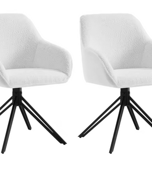 Set van 2 Draaibare Eetkamerstoelen – Corduroy & Boucléstof, Ergonomisch Comfort met Armleuningen