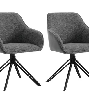Set van 2 Draaibare Eetkamerstoelen – Corduroy & Boucléstof, Ergonomisch Comfort met Armleuningen