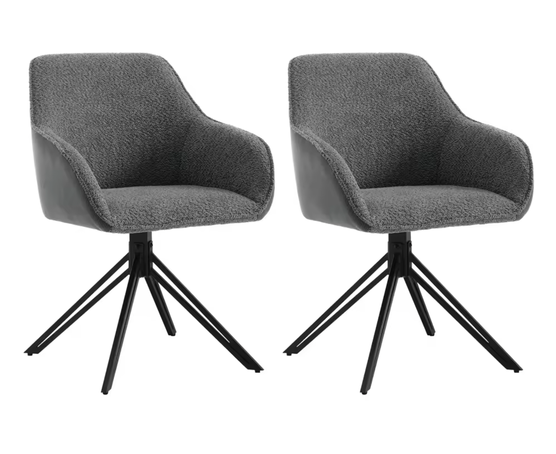 Set van 2 Draaibare Eetkamerstoelen – Corduroy & Boucléstof, Ergonomisch Comfort met Armleuningen