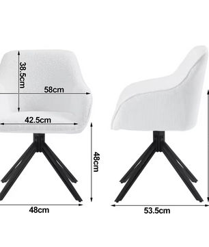Set van 2 Draaibare Eetkamerstoelen – Corduroy & Boucléstof, Ergonomisch Comfort met Armleuningen