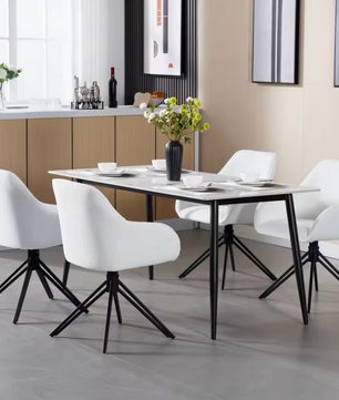 Set van 2 Draaibare Eetkamerstoelen – Corduroy & Boucléstof, Ergonomisch Comfort met Armleuningen