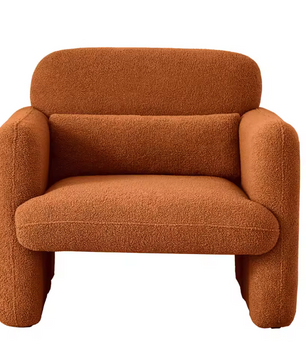 Comfortabele Fauteuil met Armleuningen – Lamswollen Leesstoel voor Woonkamer of Slaapkamer, Oranje