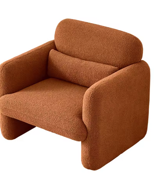Comfortabele Fauteuil met Armleuningen – Lamswollen Leesstoel voor Woonkamer of Slaapkamer, Oranje