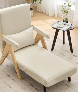 3-in-1 Slaapfauteuil met Draaibaar Houten Dienblad – Verstelbare Loungestoel & Bedfunctie
