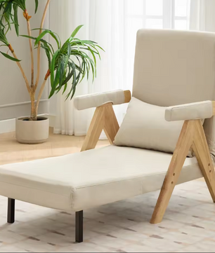 3-in-1 Slaapfauteuil met Draaibaar Houten Dienblad – Verstelbare Loungestoel & Bedfunctie