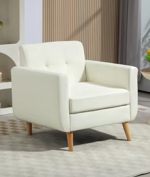 Moderne Lounge Fauteuil met Armleuningen – Crème, Comfort & Stijl voor Woon- of Studiekamer
