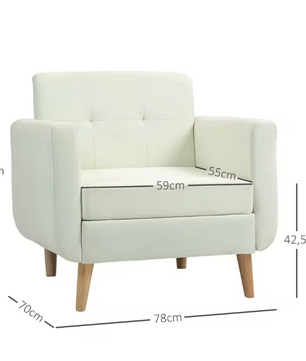Moderne Lounge Fauteuil met Armleuningen – Crème, Comfort & Stijl voor Woon- of Studiekamer