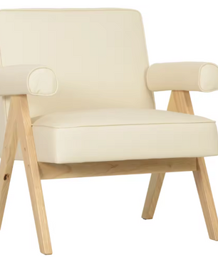 PU-Lederen Lounge Fauteuil met Armleuningen – Comfortabele Leesstoel tot 120 kg