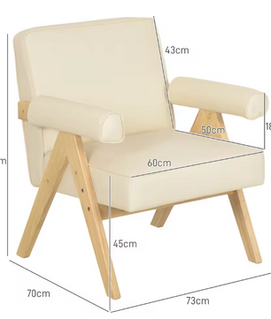 PU-Lederen Lounge Fauteuil met Armleuningen – Comfortabele Leesstoel tot 120 kg