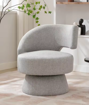 Moderne Draaistoel – 77 cm Hoog, Grijze Stoffen Bekleding & 360° Rotatie, Comfortabel en Stabiel